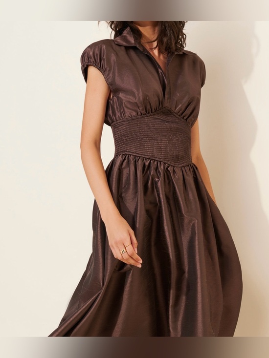 Hutch Dresses & Skirts - Hutch Brown Shirred-Waist Maxi Dress Medium Petite